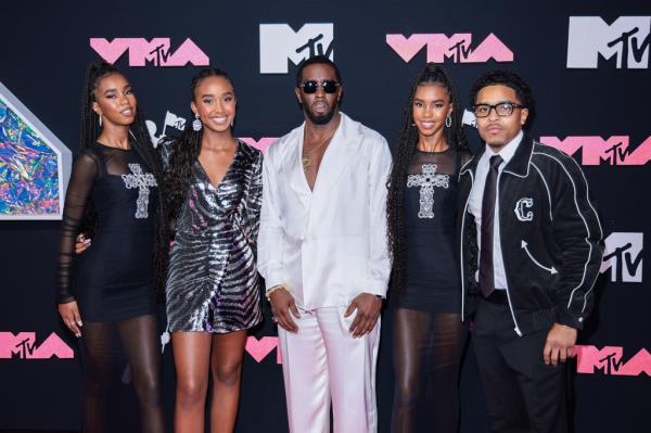 Jessie James Combs, Chance Combs, Diddy, D'Lila Combs and Justin Dior Combs attend the 2023 MTV Video Music Awards.